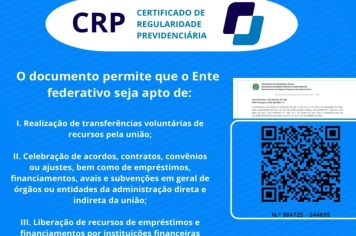 Reconhecimento de gestão responsável - Município conquista CRP 